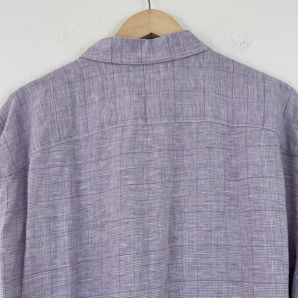 UNTUCKit Button Down Shirt Plus 2XL Torontel Regular Fit Purple Plaid Linen - Picture 5 of 14